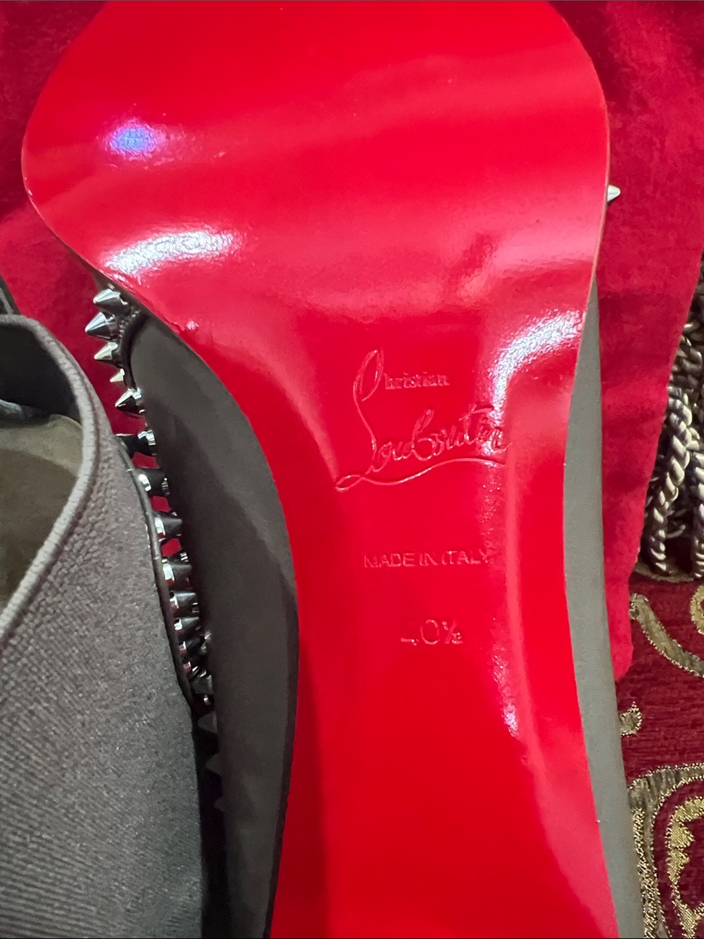 Christian Louboutin-Never Worn-Taupe Studded Block-Heel Ankle Boots Red Soles - Picture 3 of 4